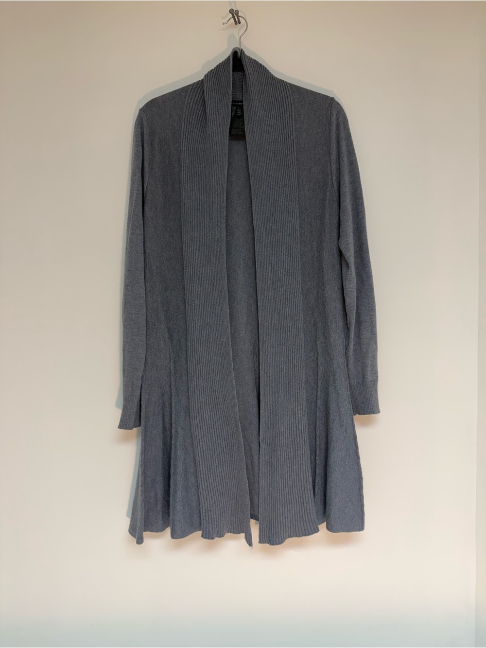 White House Black Market Gray Open-Front Ribbed Cardigan